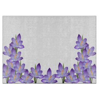 Lavender Crocus Flower Glass Cutting Board Snijplank