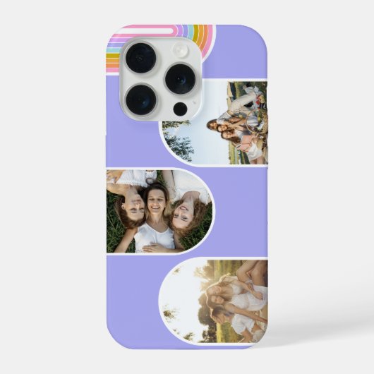 Lavender Cute Modern 3 Photo Layout Custom iPhone Hoesje (Achterkant)