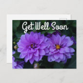 Lavender Dahlia Lilac Se Bien Bientôt Carte Postal (Devant / Derrière)