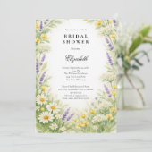 Lavender Daises Wildflowers Greenery Bridal Shower Kaart (Staand voorkant)