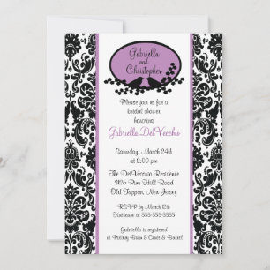 Lavender Damask Bridal Shower Invitation Kaart