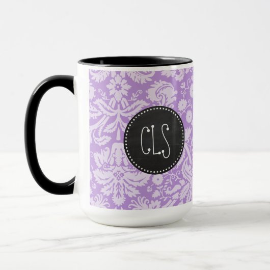 Lavender Damask; Chalkboard uiterlijk Mok (Links)