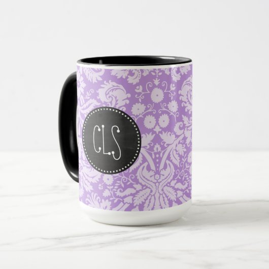 Lavender Damask; Chalkboard uiterlijk Mok (Voorkant links)
