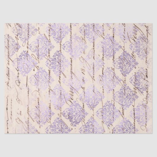 Lavender Damask met het schrijven ontkoppeling Tissuepapier (Voorkant)