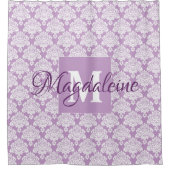 Lavender Damask Monogramme Douche rideau avec nom (Devant)