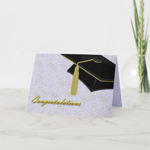 Lavender Damask & Mortarboard Afstuderen Card Kaart