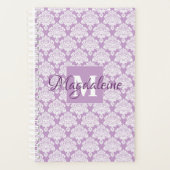 Lavender Damask Planner avec Monogramme et nom (Devant)