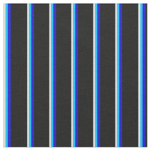 Lavender, Deep Sky Blue, Blue & Black Pattern Stof