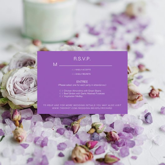 Lavender Dinner Options Mariage Carte RSVP