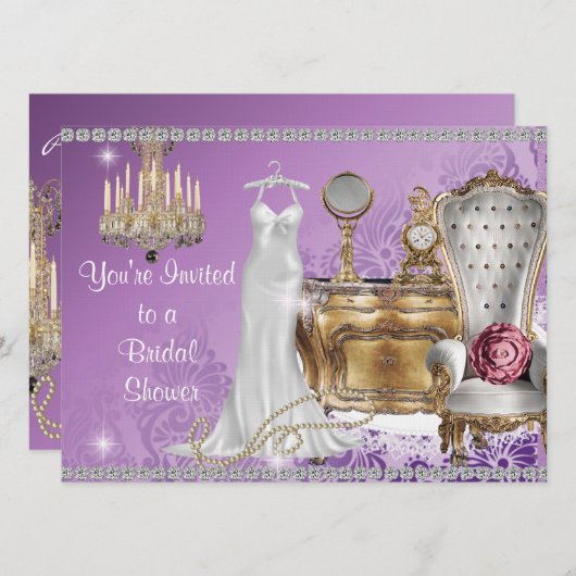 LAVENDER DOMMASK W - INVITATION DE LA DOUCHE BRIDA (Devant / Derrière)