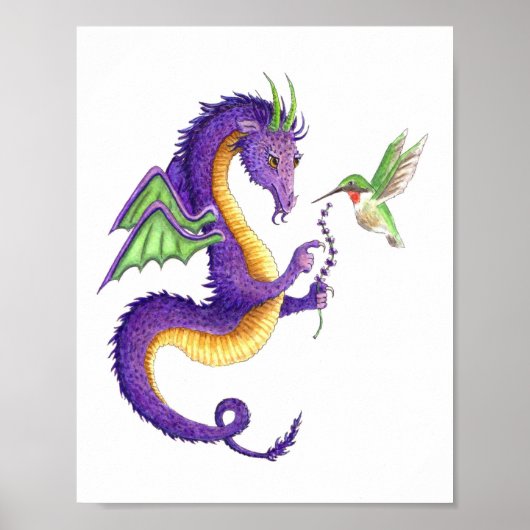 Lavender Dragon & Hummingbird - afdruk Poster (Voorkant)