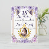Lavender Dream Floral Birthday Invitation Card (Debout devant)