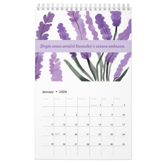 Lavender Dreams 2024 Calendrier 🌿 💜 (Jan 2026)