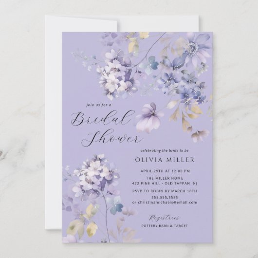 Lavender Dreams Bridal Shower Invitations (Devant)