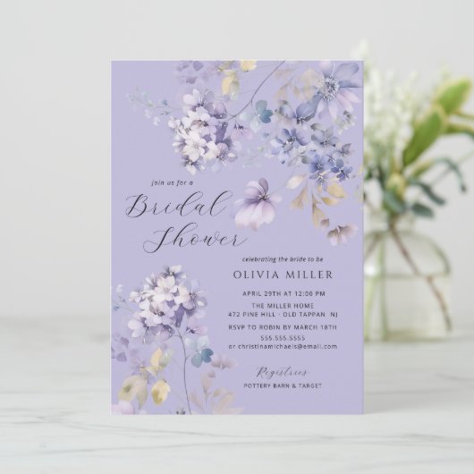 Lavender Dreams Bridal Shower Invitations (Debout devant)