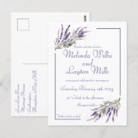 Lavender Dreams : Carte postale Mariage aquarelle