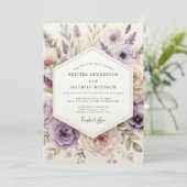 Lavender Dreamy Floral Wedding Kaart (Staand voorkant)
