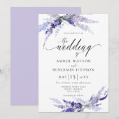 Lavender Dusty Puple Botanical Floral Wedding Kaart (Voorkant / Achterkant)
