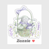 Lavender Easter Bunny, Eieren en mandje Sticker (Vel)
