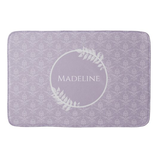 Lavender Elegant Damask gepersonaliseerd Badmat (Voorkant)