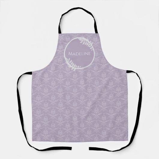 Lavender Elegant Damask gepersonaliseerd Schort (Voorkant)
