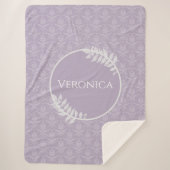 Lavender Elegant Damask gepersonaliseerd Sherpa Deken (Voorkant)