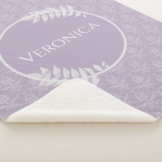 Lavender Elegant Damask gepersonaliseerd Sherpa Deken (3/4)