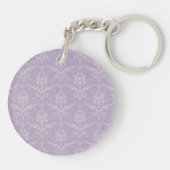 Lavender Elegant Damask gepersonaliseerde Sleutelh Sleutelhanger (Achterkant)