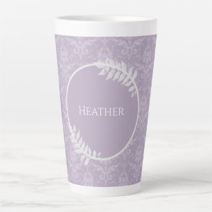 Lavender Elegant Damask persoonlijke latte Mok