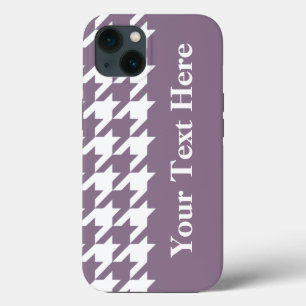Lavender Elegant Houndstooth met aangepaste tekst iPhone 13 Hoesje