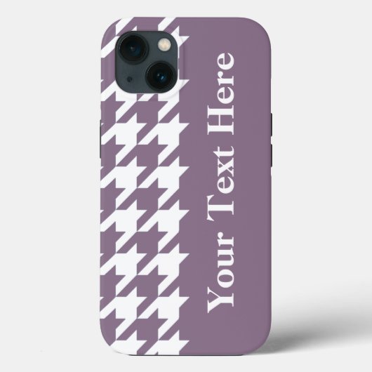 Lavender Elegant Houndstooth met aangepaste tekst Case-Mate iPhone Case (Achterkant)
