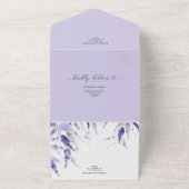 Lavender Elegant Lila Floral Botanical Wedding All In One Uitnodiging (Buitenkant)
