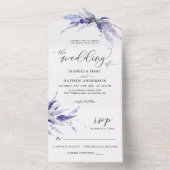 Lavender Elegant Lila Floral Botanical Wedding All In One Uitnodiging (Binnen)