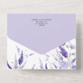 Lavender Elegant Lila Floral Botanical Wedding All In One Uitnodiging (Achterkant)