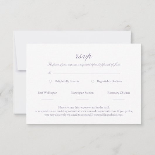 Lavender Elegant Script Wedding RSVP (Devant)