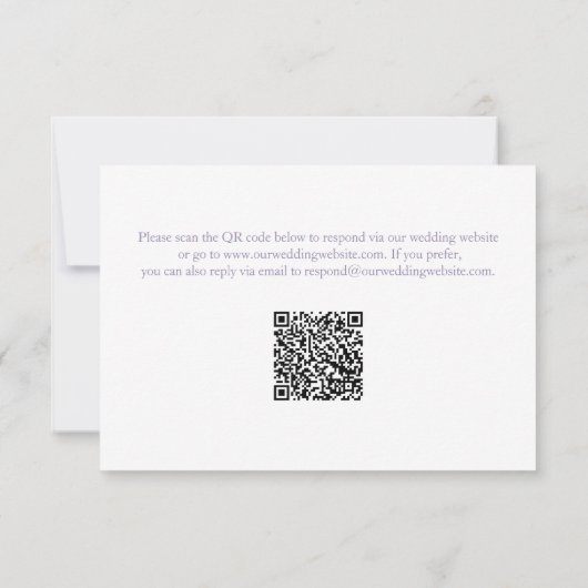 Lavender Elegant Script Wedding RSVP avec code QR (Dos)