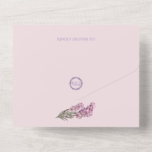 Lavender Elegant Weddenschap in één uitnodiging (Achterkant)