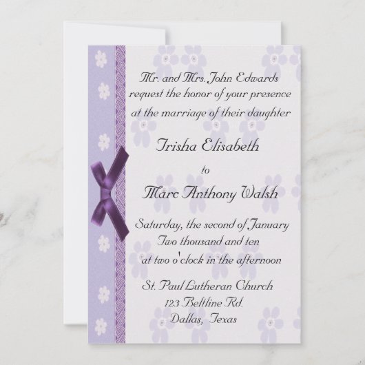Lavender Elegant Wedding Invitation Kaart (Voorkant)