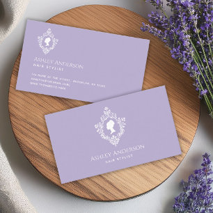 Lavender Elegante Dame in Vintage Crest Paars Visitekaartje