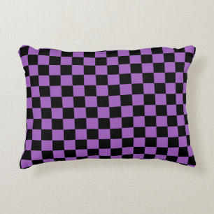Lavender en Black Checkered Pattern Accent Kussen