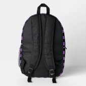 Lavender en Black Checkered Pattern Bedrukte Rugzak (Achterkant)
