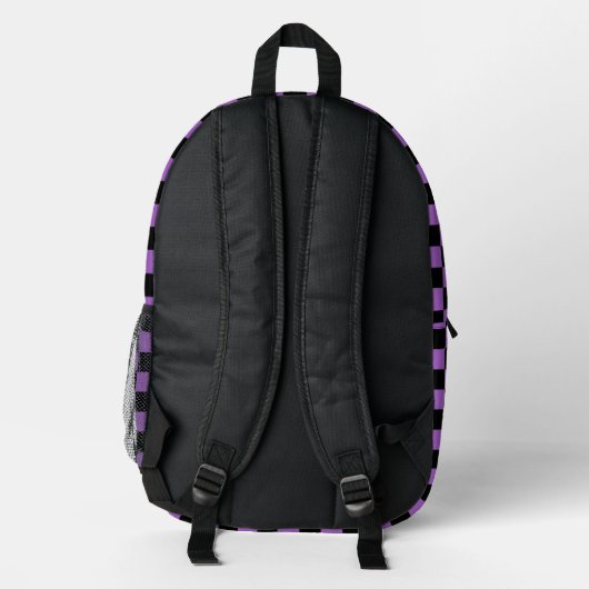 Lavender en Black Checkered Pattern Bedrukte Rugzak (Achterkant)