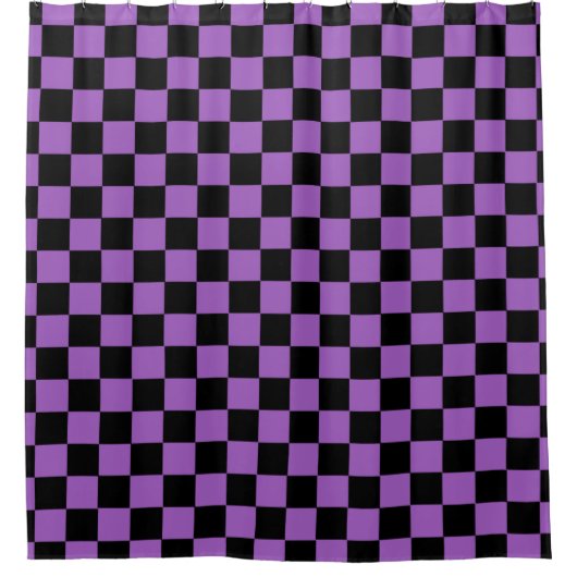 Lavender en Black Checkered Pattern Douchegordijn (Voorkant)