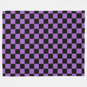 Lavender en Black Checkered Pattern Fleece Deken (Voorkant (Horizontaal))