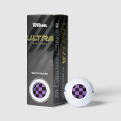 Lavender en Black Checkered Pattern Golfballen (Verpakking)