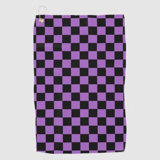 Lavender en Black Checkered Pattern Golfhanddoek (Voorkant)