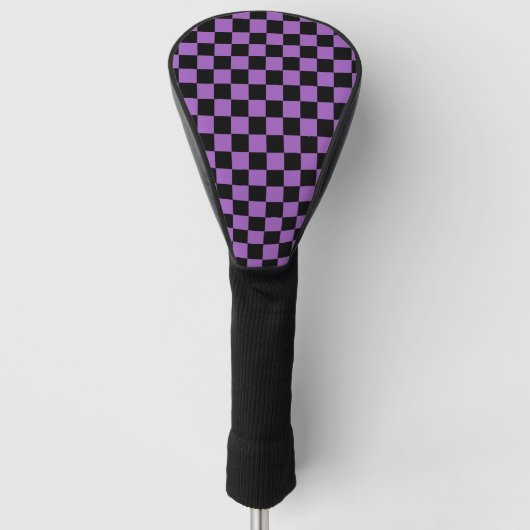 Lavender en Black Checkered Pattern Golfheadcover (Voorkant)