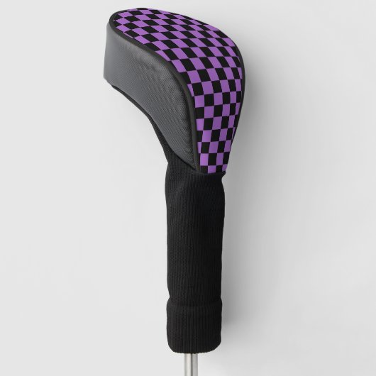 Lavender en Black Checkered Pattern Golfheadcover (Schuin)