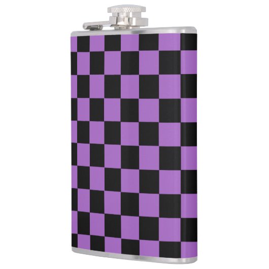 Lavender en Black Checkered Pattern Heupfles (Links)