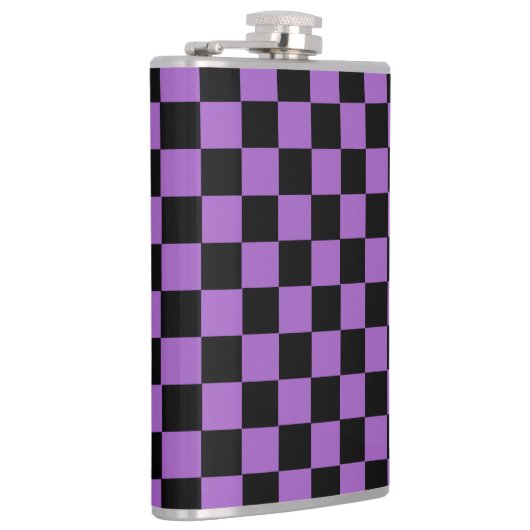 Lavender en Black Checkered Pattern Heupfles (Rechts)